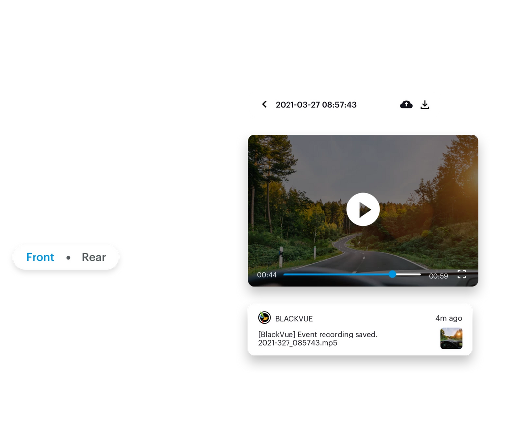 970X-2CH64PLII LTE - Blackvue 4K UHD front and 1080P HD rear cameras with 64GB LTE module built-in